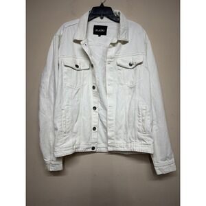 Zudio White Denim Jacket Womens XXL Button Front Trucker Casual Layering